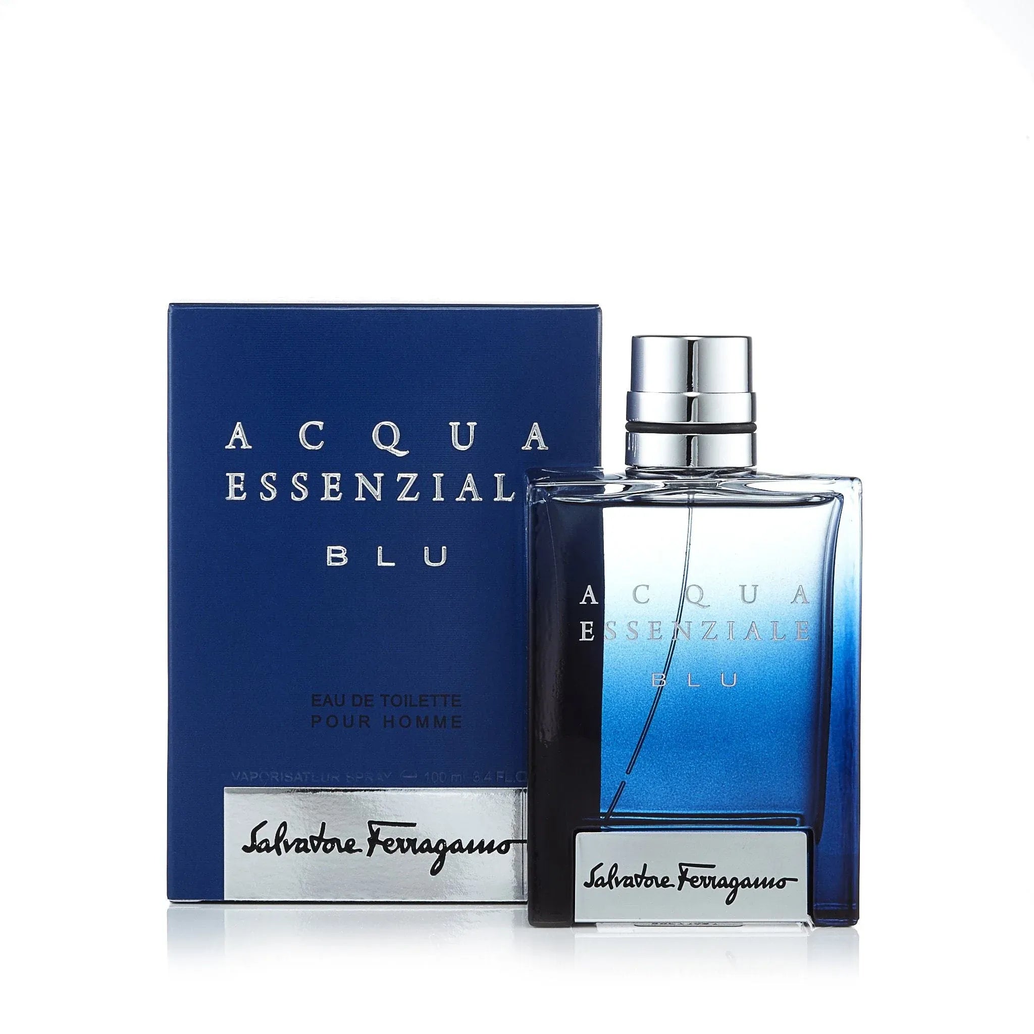 Salvatore Ferragamo Acqua Essenziale Blu 3.4 oz Eau de Toilette for men, fresh aquatic fragrance with citrus, aromatic, and woody notes