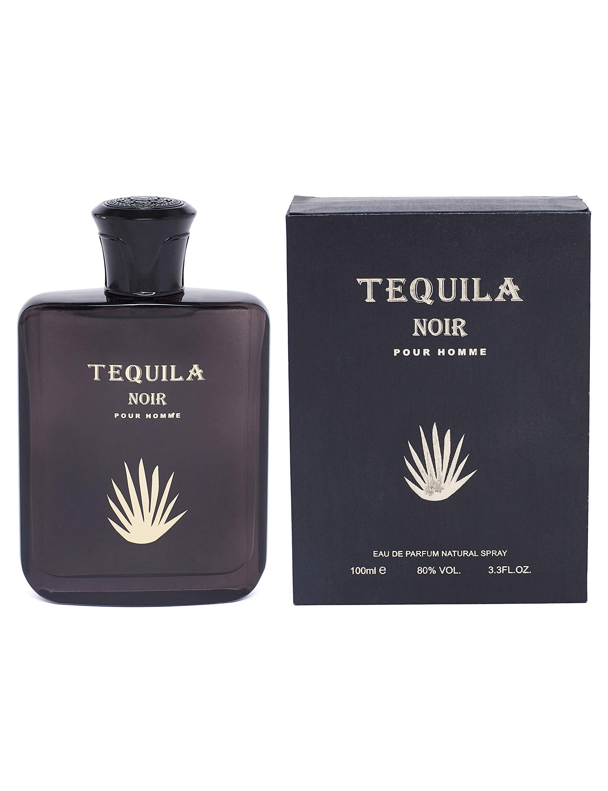 Tequila Noir perfume bottle and packaging on a white background