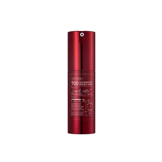 VT Red Booster Reedle Shot 700 30ml firming brightening ampoule with collagen, peptides, and microneedle technology