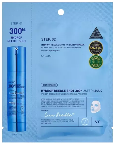 VT Hydrop Reedle Shot 300 Two-Step Hydration Mask for deep moisture and skin revitalization