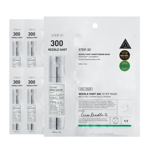 VT Reedle Shot 300 2-Step Mask 5pcs firming hydrating microneedle sheet mask with Cica and Hyaluronic Acid