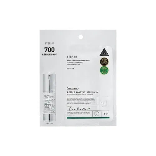 VT Reedle Shot 700 2-Step Mask firming hydrating sheet mask with collagen, cica, and microneedle essence