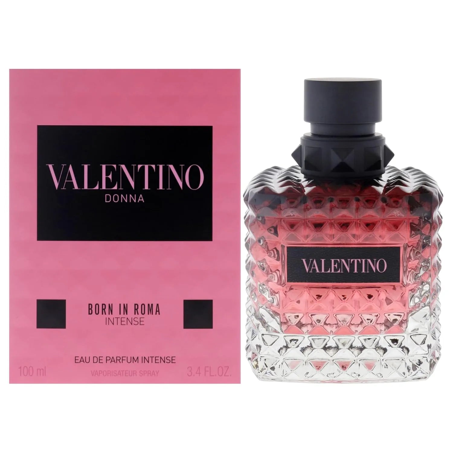 Valentino Donna perfume bottle and packaging on a white background