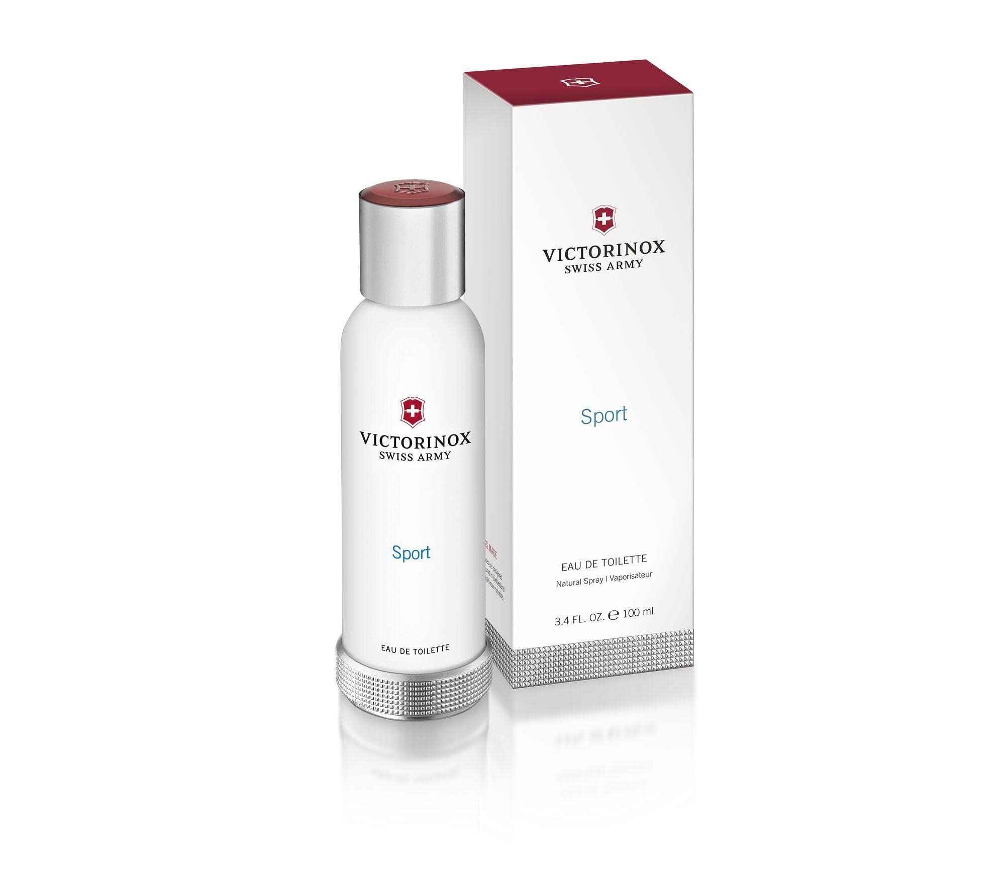 Victorinox Swiss Army Sport eau de parfum for men, with packaging.