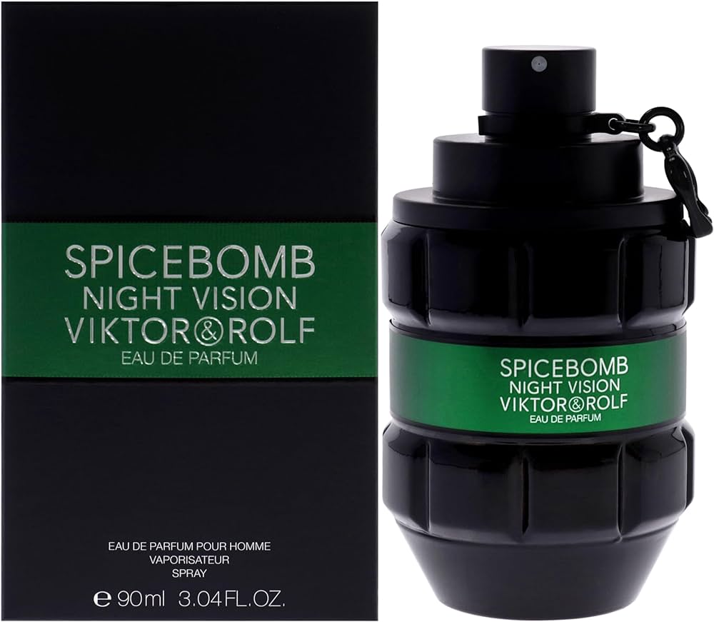 Viktor & Rolf Spicebomb Night Vision perfume bottle and packaging on a white background