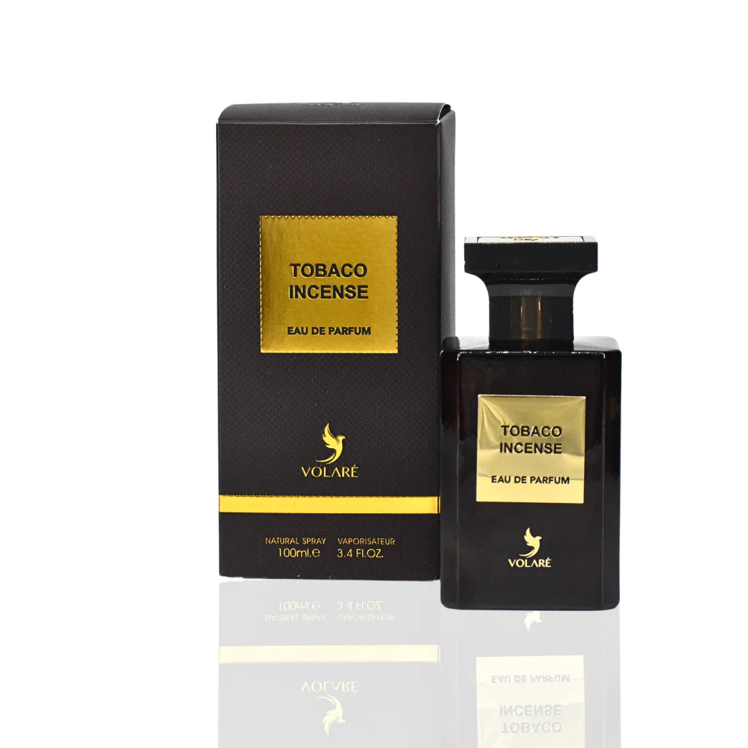 Tobacco Incense perfume bottle and packaging by Volare on a white background