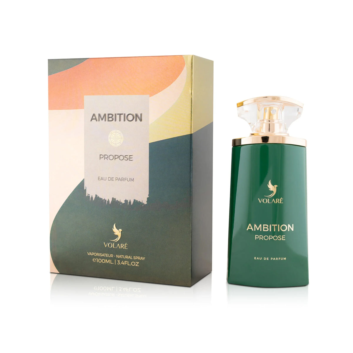Volare Ambition Propose 3.4 EDP unisex perfume bottle with bold aromatic woods and amber musk scent