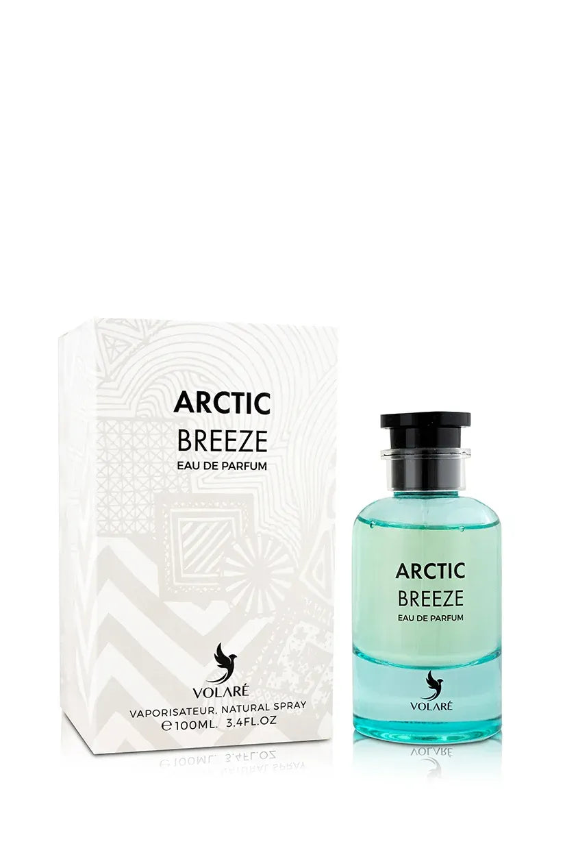 Arctic Breeze perfume bottle and packaging on a white background