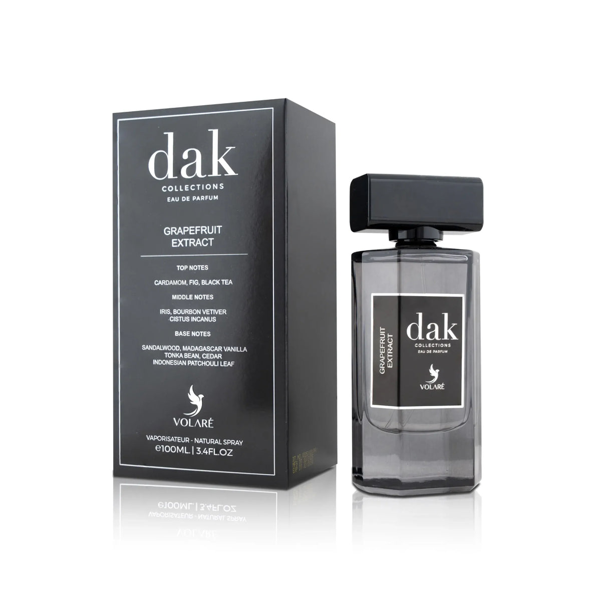 Volare DAK Collections Grapefruit Extract 3.4 EDP unisex perfume bottle with zesty citrus and musky woods fragrance