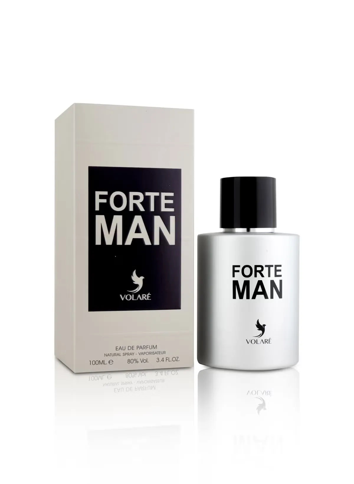 Volare Forte Man 3.4 oz Eau de Parfum for men, clean strong masculine fragrance in sleek modern bottle