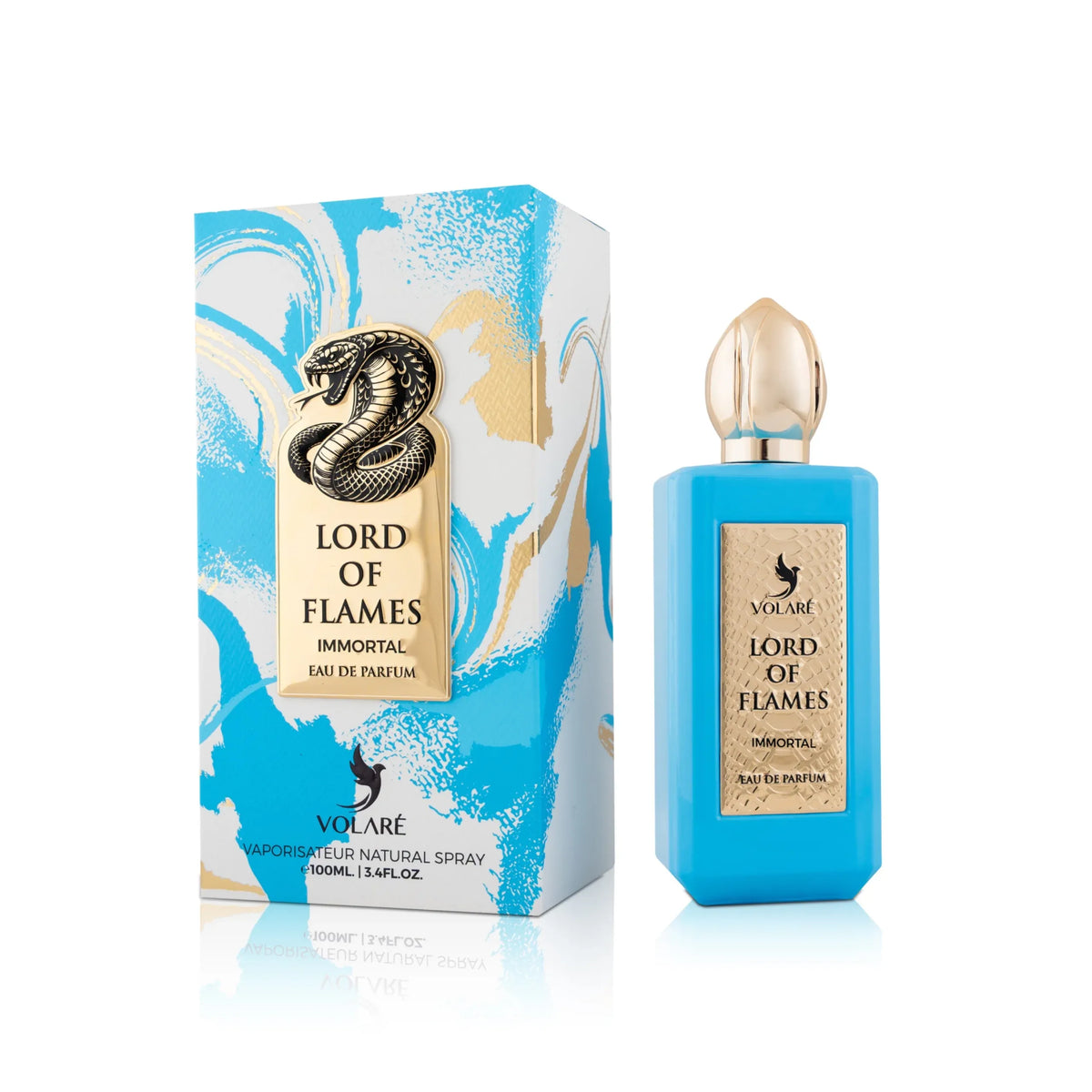 Volare Lord of Flames Immortal 3.4 EDP unisex perfume bottle with bold spicy smoky amber musk scent