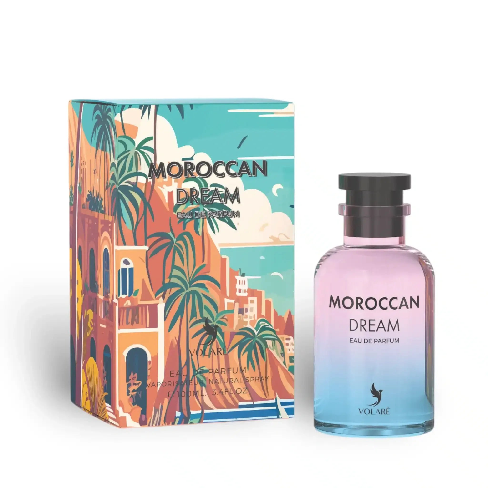 Moroccan Dream perfume bottle and packaging on a white background