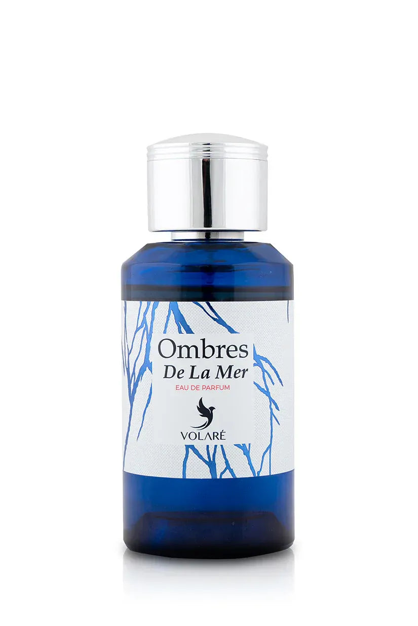 Volare Ombres De La Mer 3.4 oz Eau de Parfum unisex bottle, fresh aquatic fragrance with clean citrus and musky woody base