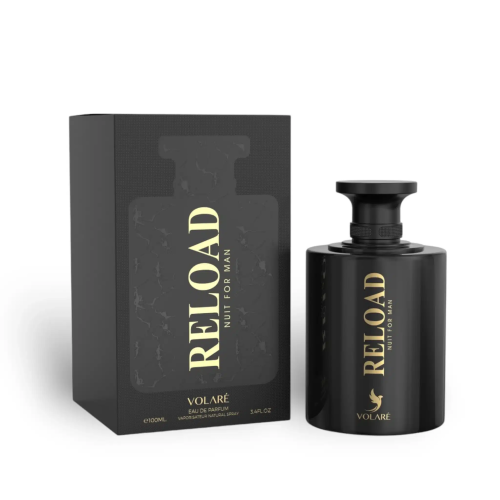 Volare Reload Nuit for Man 3.4 oz Eau de Parfum for men, bold evening fragrance with spicy, woody, amber, and musky notes