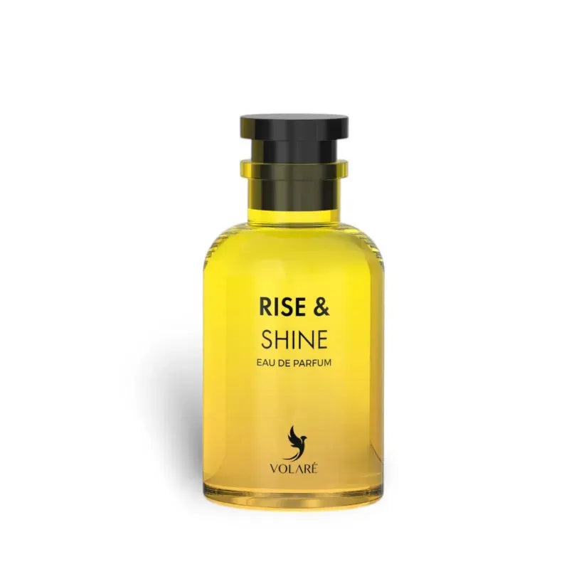 Volare Rise and Shine 3.4 oz Eau de Parfum unisex bottle, fresh clean fragrance with bright citrus and smooth musky base