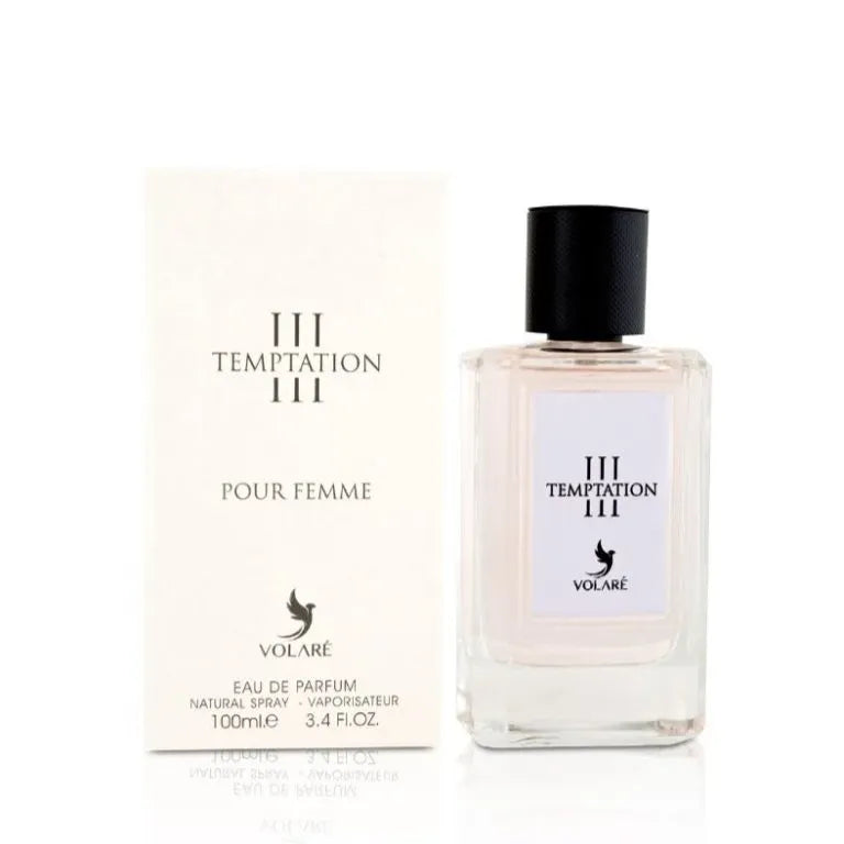 Volare Temptation III 3.4 oz Eau de Parfum for women, sensual fruity floral fragrance with warm musky notes