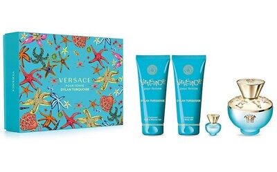 Versace Set Dylan Azul Turquesa 4uds 3.4 Edt L